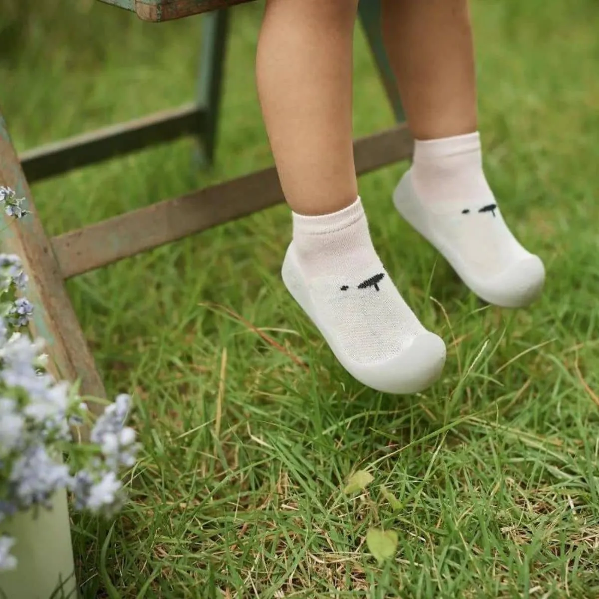 BigToes First Walker Shoes - White Bear Pink