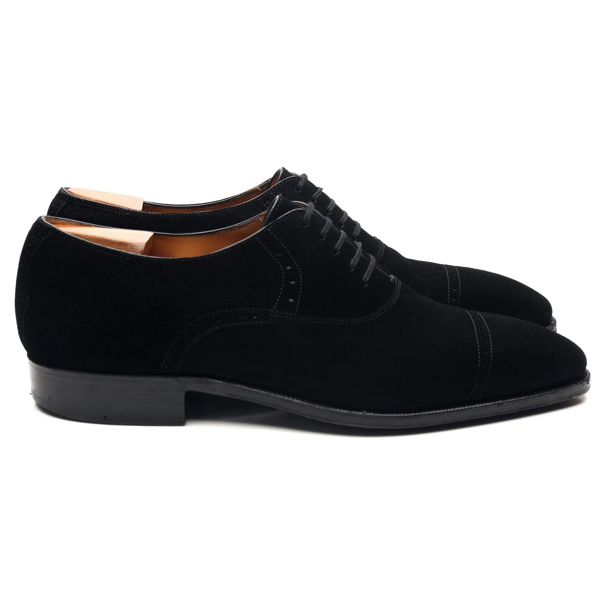 Black Suede Oxford Semi Brogues UK 6.5 E