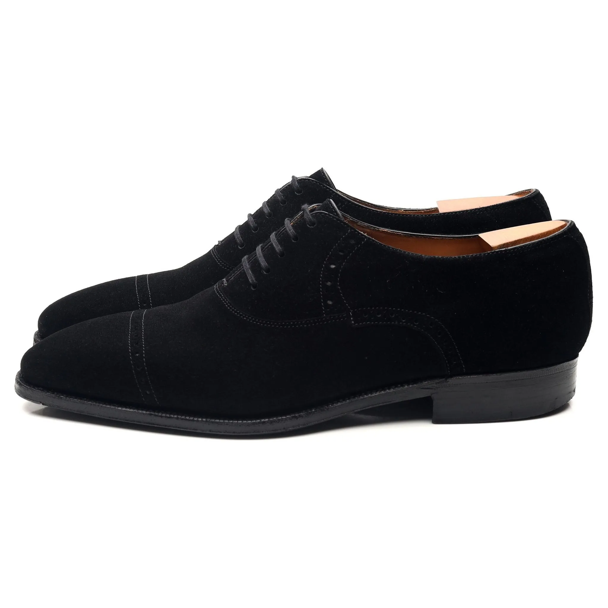 Black Suede Oxford Semi Brogues UK 6.5 E