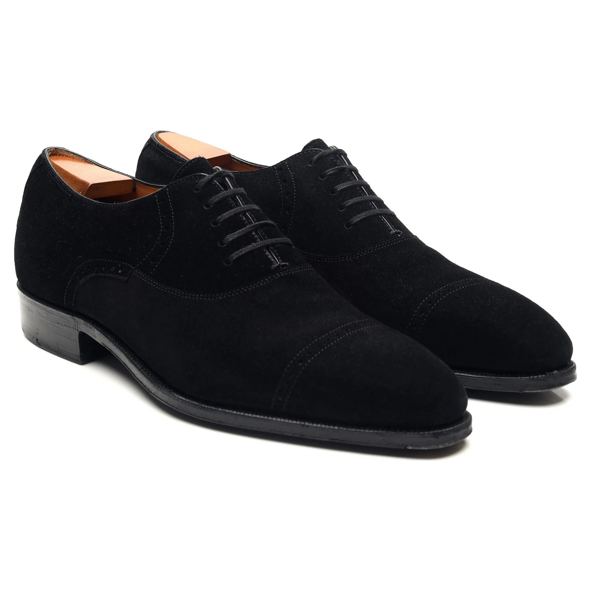 Black Suede Oxford Semi Brogues UK 6.5 E