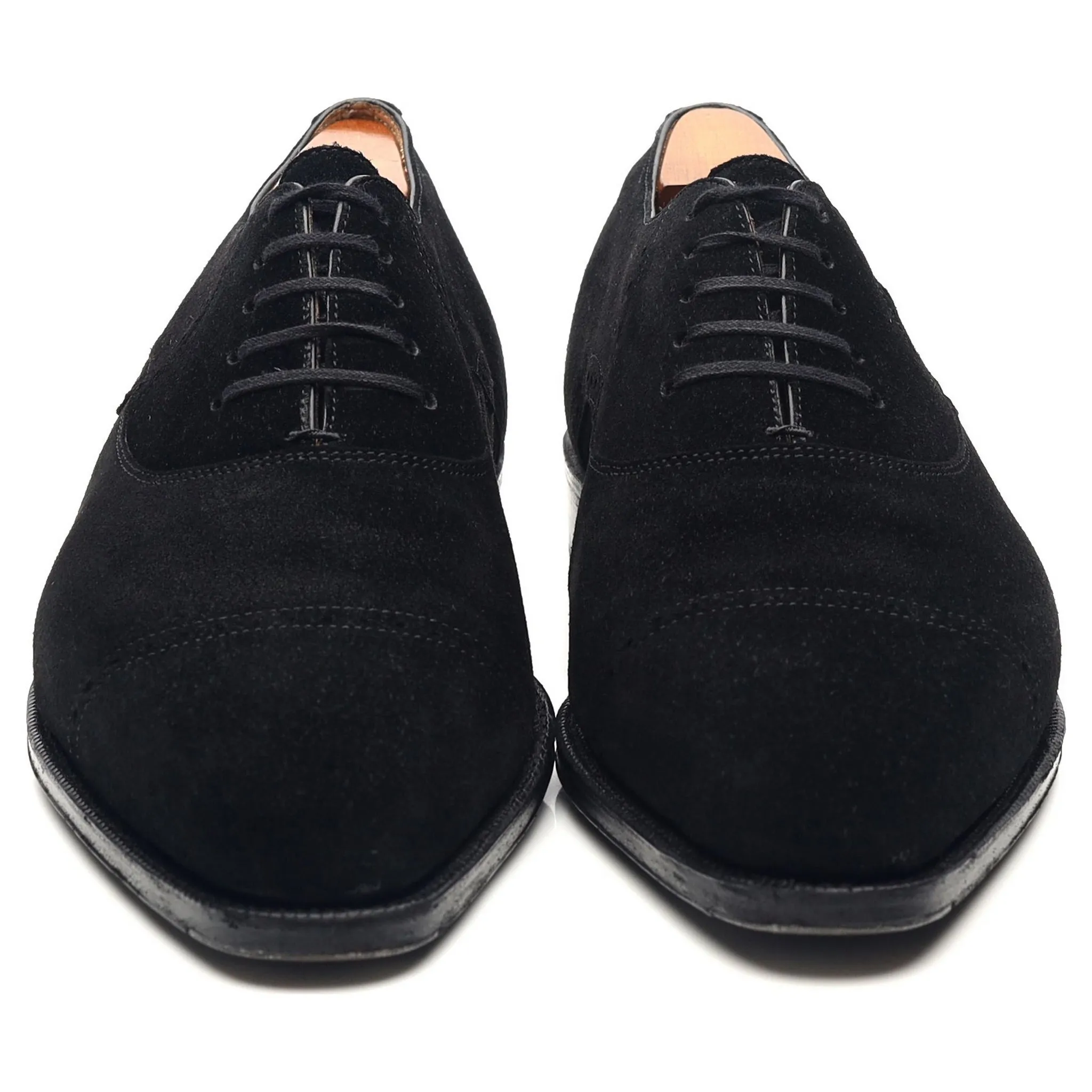 Black Suede Oxford Semi Brogues UK 6.5 E