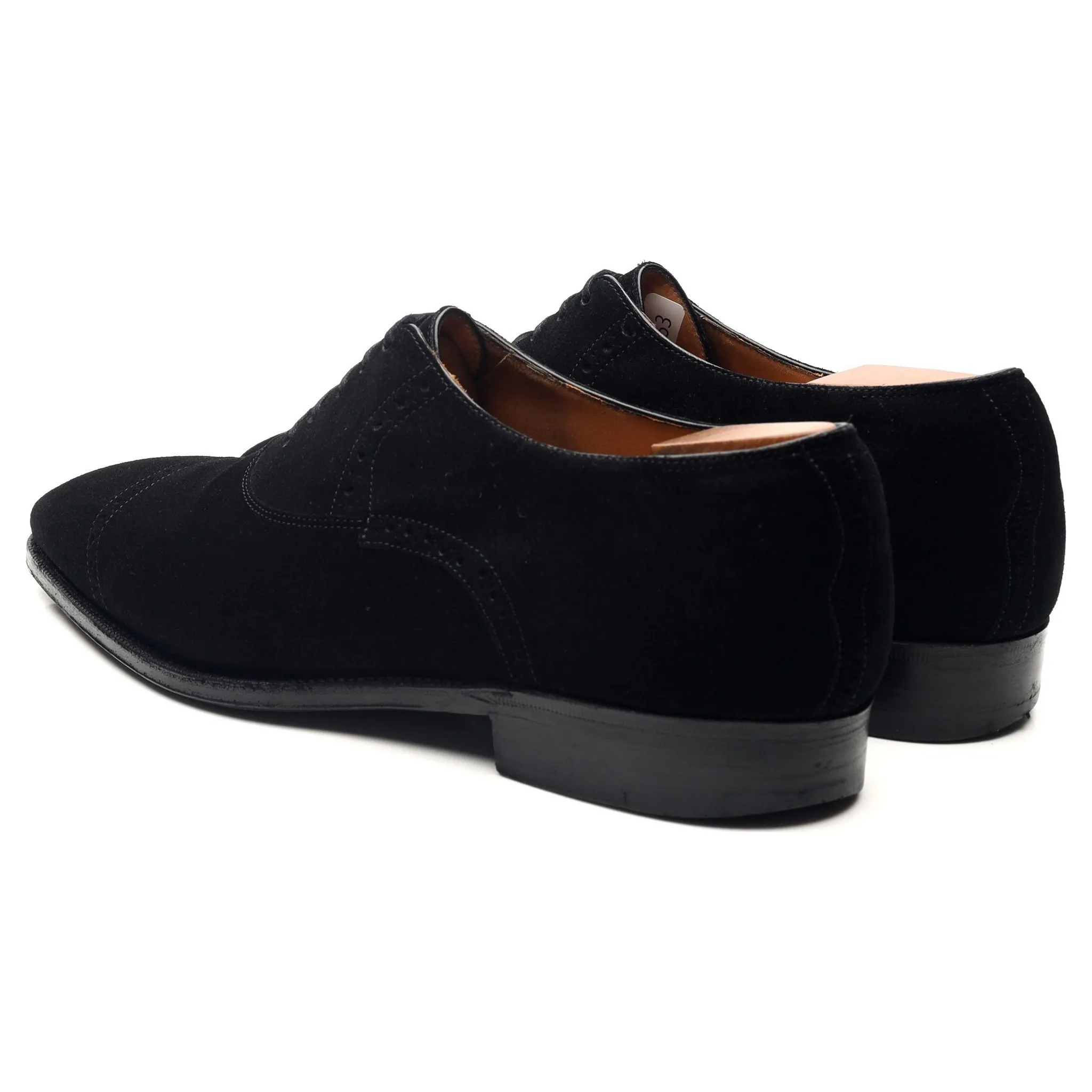 Black Suede Oxford Semi Brogues UK 6.5 E