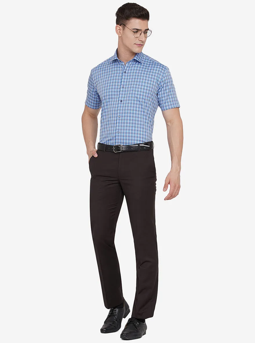 Blue & Black Checked Regular Fit Formal Shirt | JadeBlue