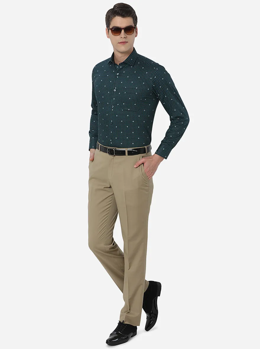 Blue & Green Printed Slim Fit Formal Shirt | Greenfibre