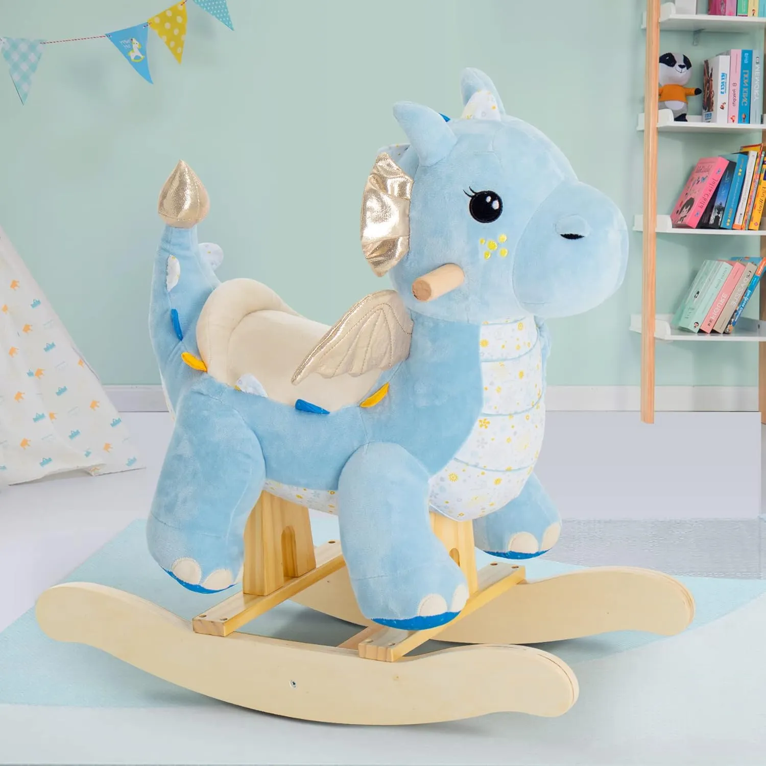 Blue Dragon Rocking Horse for Toddlers 12 Months  Plush Stuffed Toy