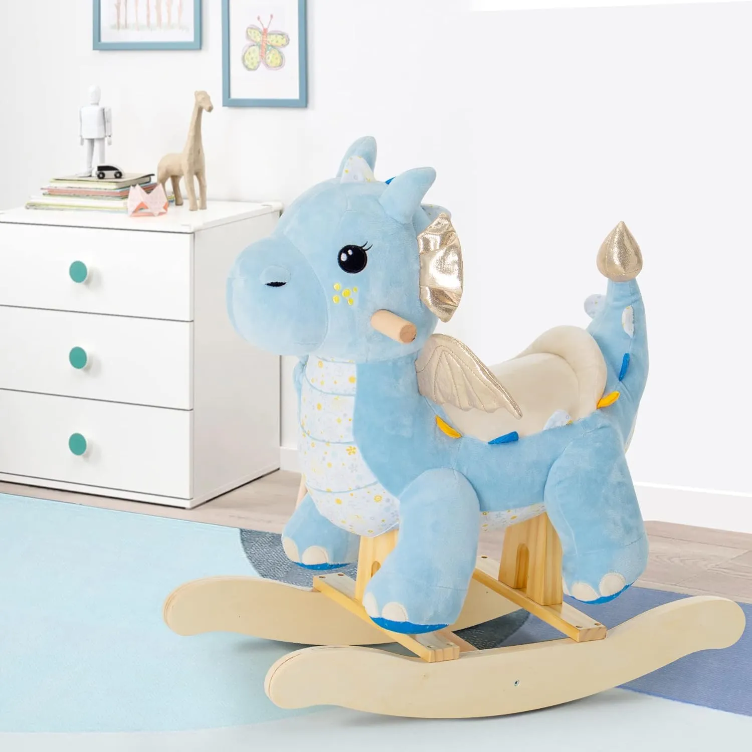 Blue Dragon Rocking Horse for Toddlers 12 Months  Plush Stuffed Toy