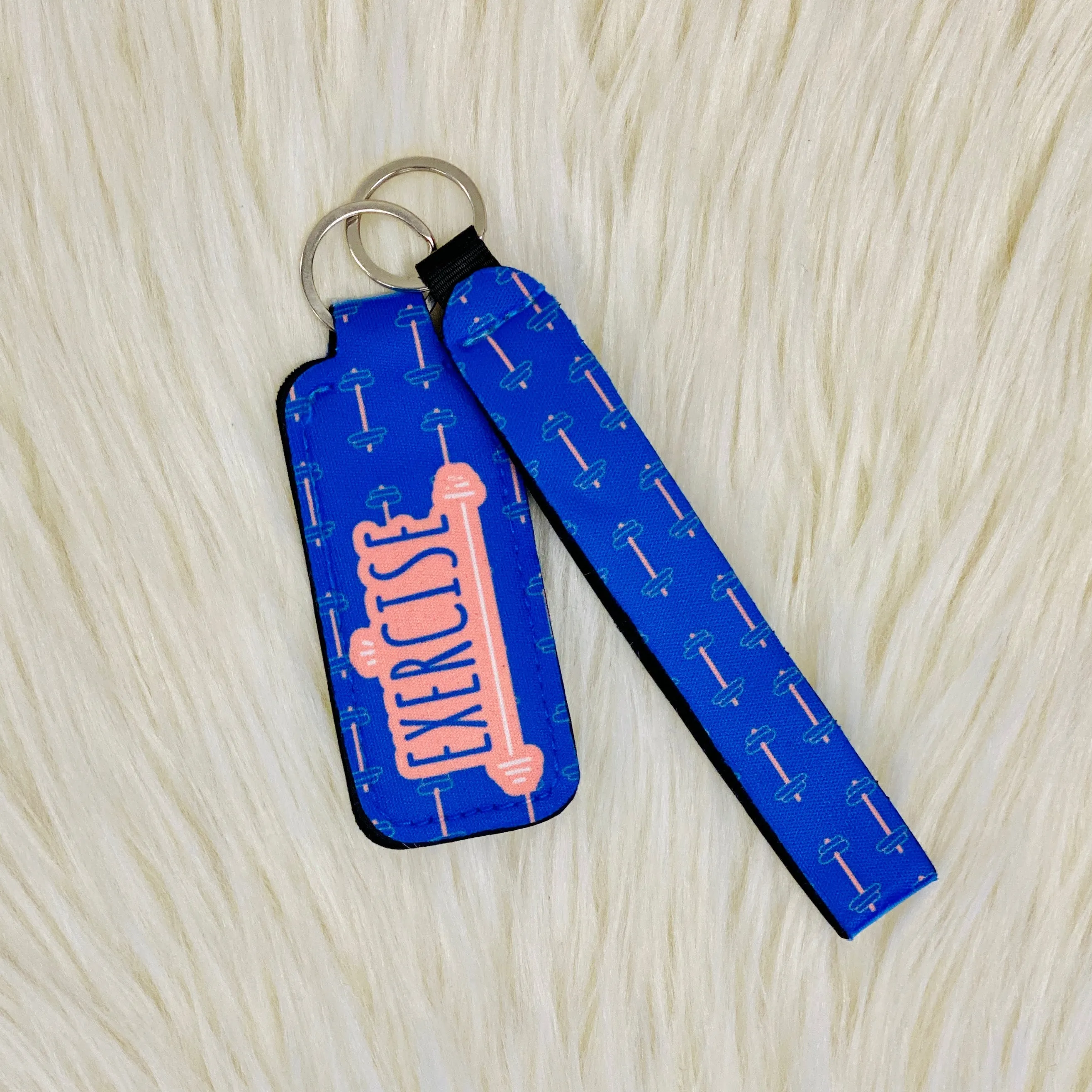 Blue Exercise Lipbalm Holder & Keychain