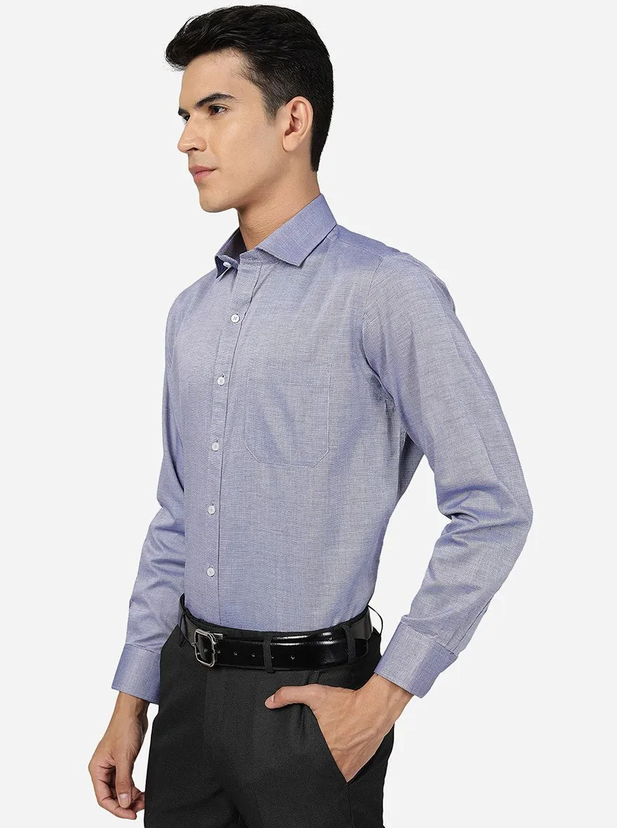 Blue Solid Slim Fit Formal Shirt | Greenfibre