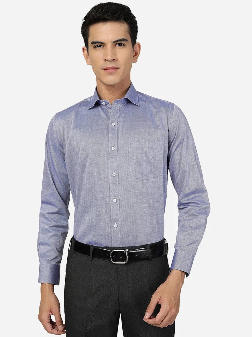 Blue Solid Slim Fit Formal Shirt | Greenfibre