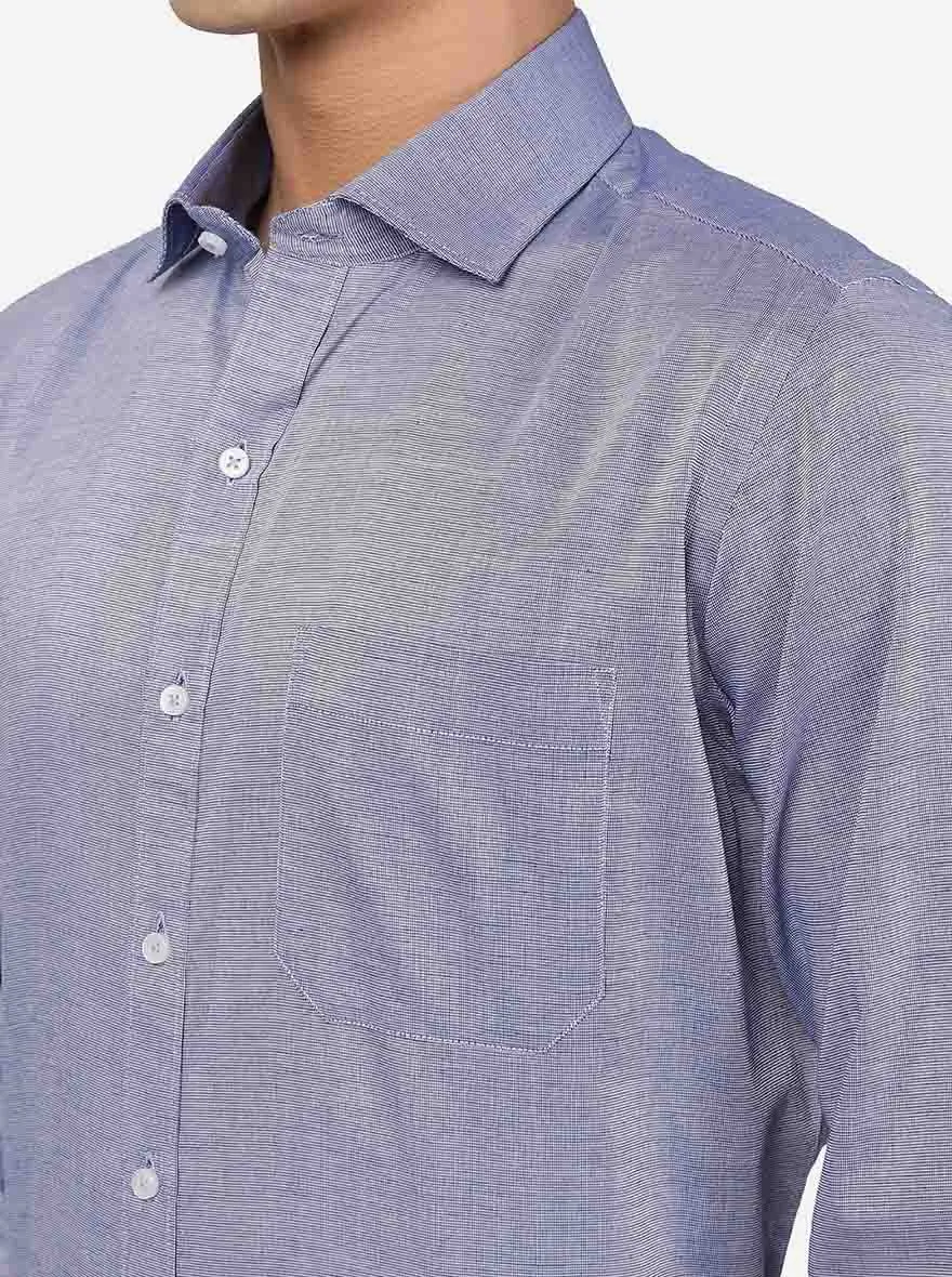 Blue Solid Slim Fit Formal Shirt | Greenfibre