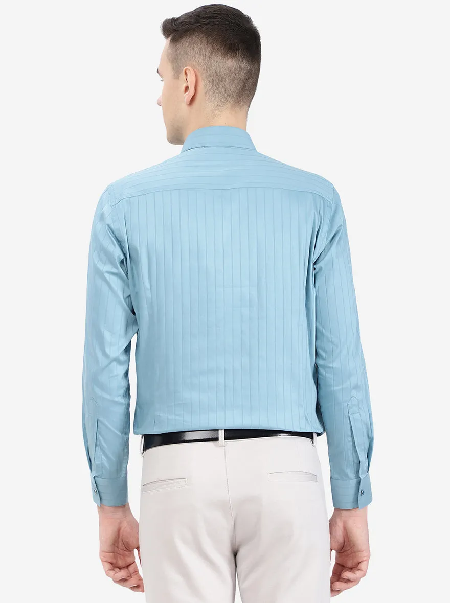 Blue Striped Slim Fit Party Wear Shirt | Greenfibre