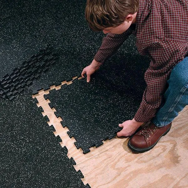 Body Solid Tools Interlocking Rubber Flooring Gray Speck