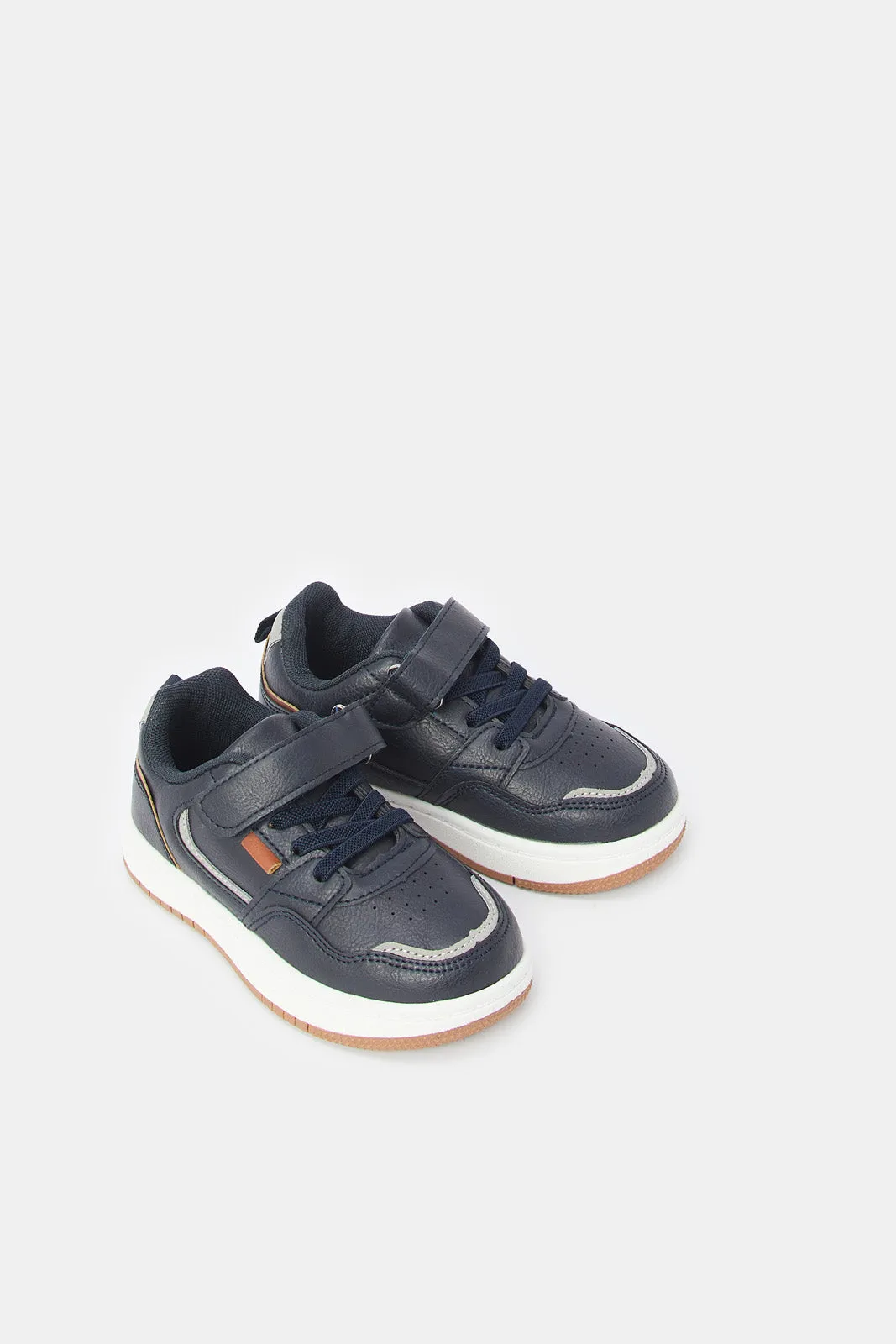 Boys Navy Material Block Skate Shoe