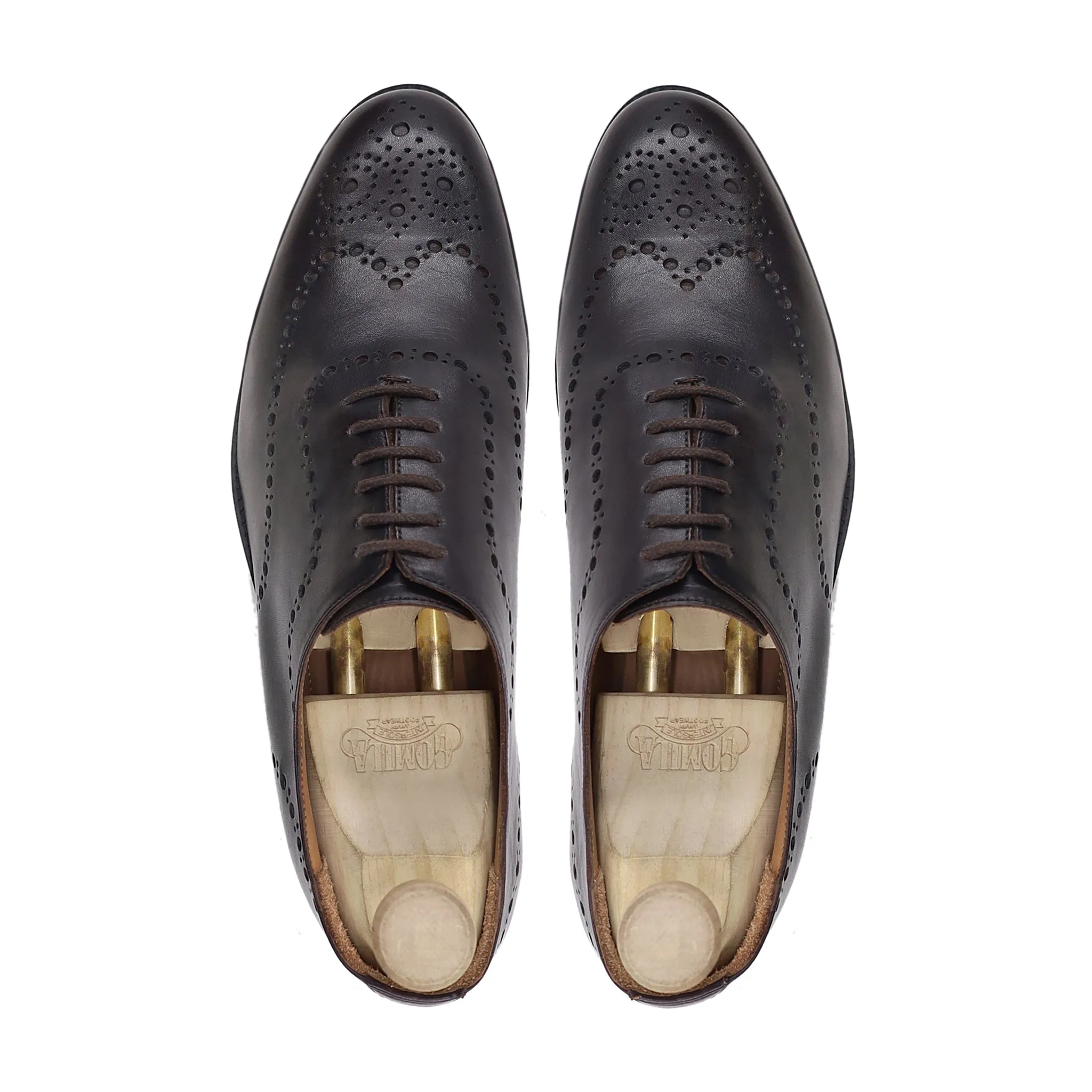 Bristol - Men's Dark Brown Calf Leather Wholecut Shoe