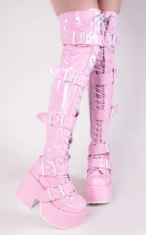 CAMEL-305 Baby Pink Holo Thigh High Boots (Au Stock)