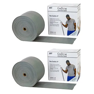 CanDo Low Powder Exercise Band - Twin-Pak - 100 yard (2 x 50 yard rolls) - Silver - xx-heavy