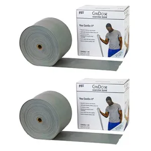 CanDo Low Powder Exercise Band - Twin-Pak - 100 yard (2 x 50 yard rolls) - Silver - xx-heavy