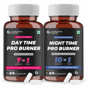 Carbamide Forte Night & Day Fat Burner for Men & Women | 24-Hour Metabolic Support & Weight Loss Support - 60 Capsules Each