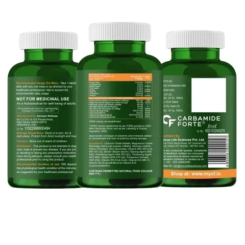 Carbamide Forte Plant Based Multivitamin Tablets (60 Veg Tablets) for Men & Women for Immunity, Energy & Detox with Ingredients like Superfoods, Greens, Vegetables, Fruits & Herbs Supplement