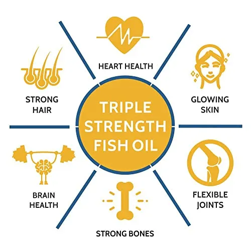 Carbamide Forte Triple Strength Omega 3 Fish Oil Capsules with 495 mg EPA & 330 mg DHA | 90 Softgel Capsules | Supports Heart, Joints and Skin