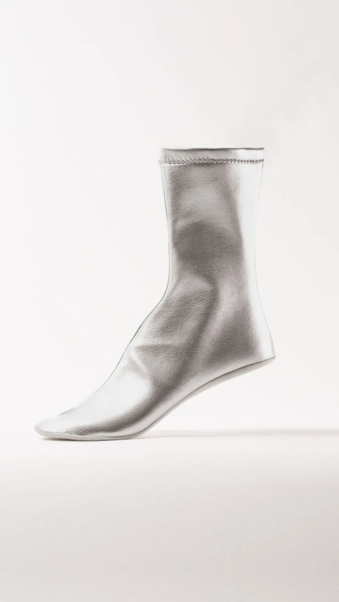 CARLA - Silver Faux Stretch Leather Socks