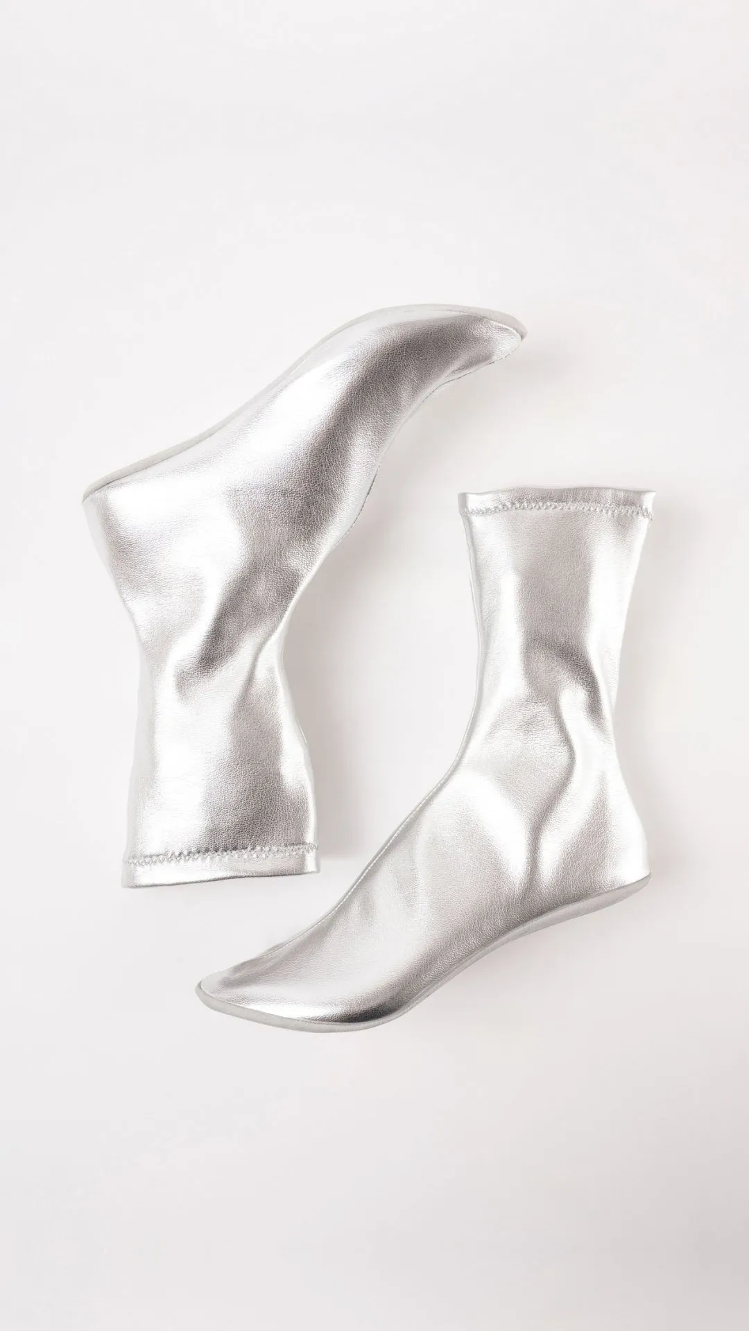 CARLA - Silver Faux Stretch Leather Socks