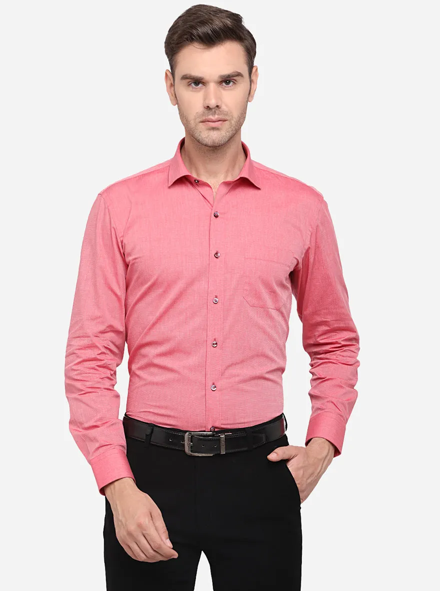 Carrot Pink Solid Regular Fit Formal Shirt | Greenfibre