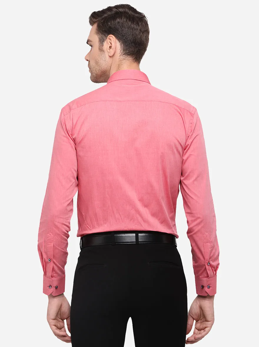 Carrot Pink Solid Regular Fit Formal Shirt | Greenfibre