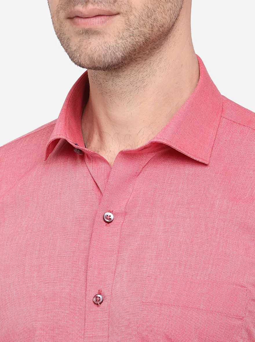 Carrot Pink Solid Regular Fit Formal Shirt | Greenfibre