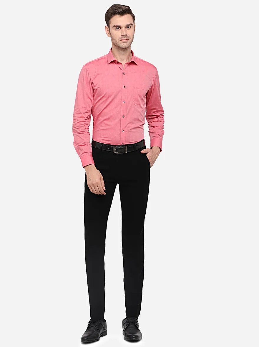 Carrot Pink Solid Regular Fit Formal Shirt | Greenfibre