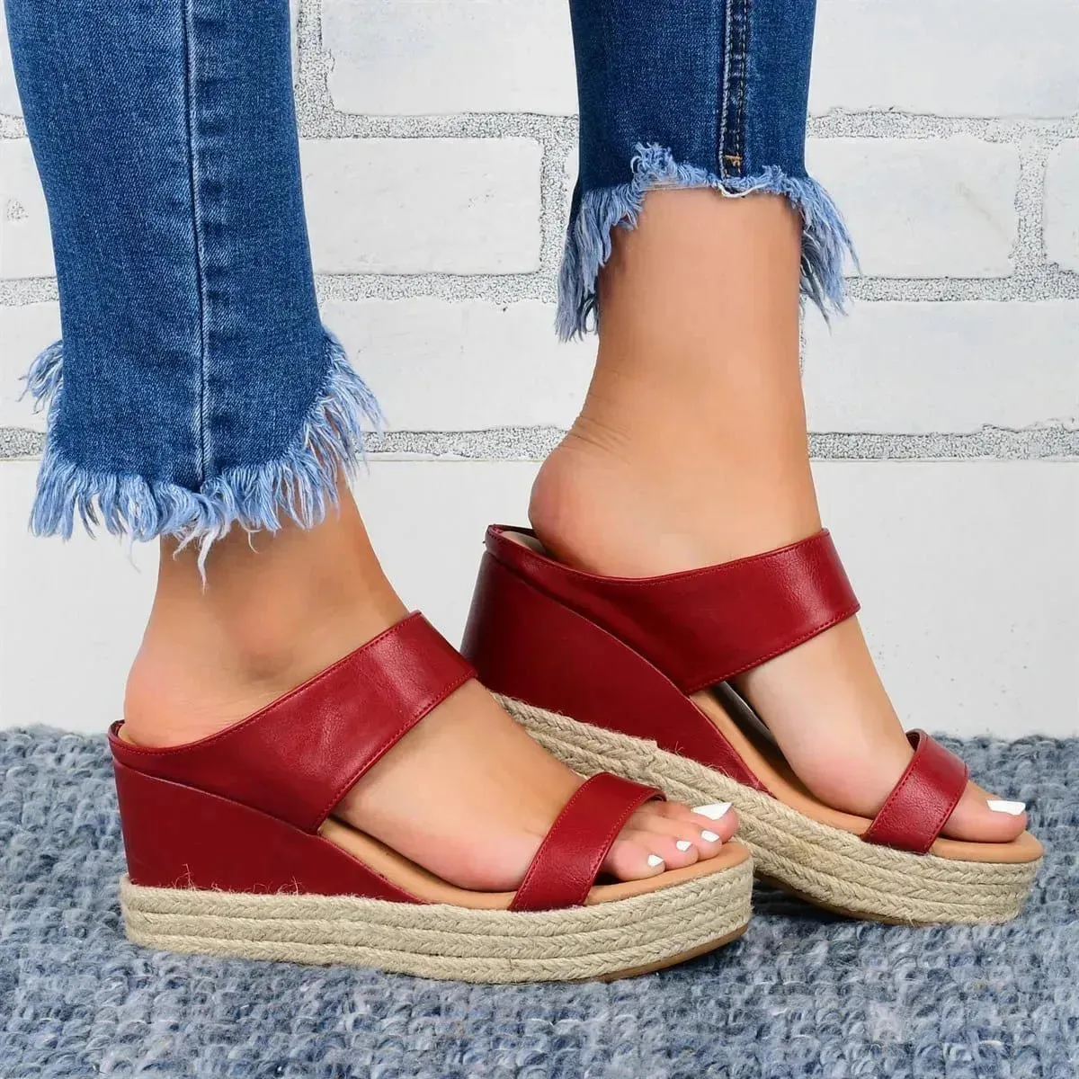 Casual High Wedge heel Slide on Slippers for women