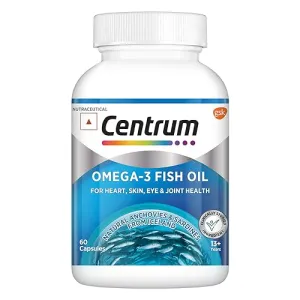 Centrum Omega-3 Fish Oil (60 Capsules) with EPA & DHA to support Joint, Heart, Skin, Eye, Brain, Hair & Muscle Health | World's #1 Multivitamin Brand