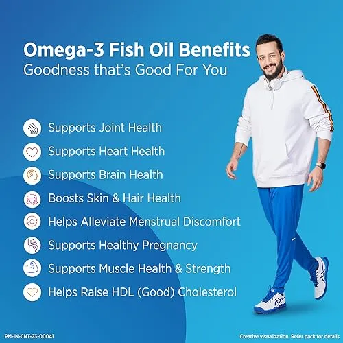 Centrum Omega-3 Fish Oil (60 Capsules) with EPA & DHA to support Joint, Heart, Skin, Eye, Brain, Hair & Muscle Health | World's #1 Multivitamin Brand