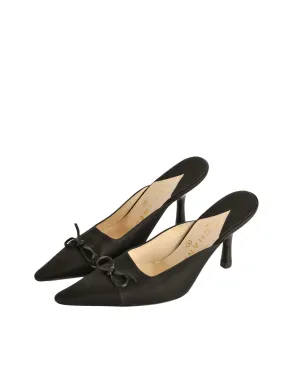 Chanel Vintage Black Pointed Toe Bow Mules