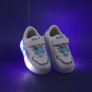 Charm Applique Velcro Closure Led Shoes - White & Blue