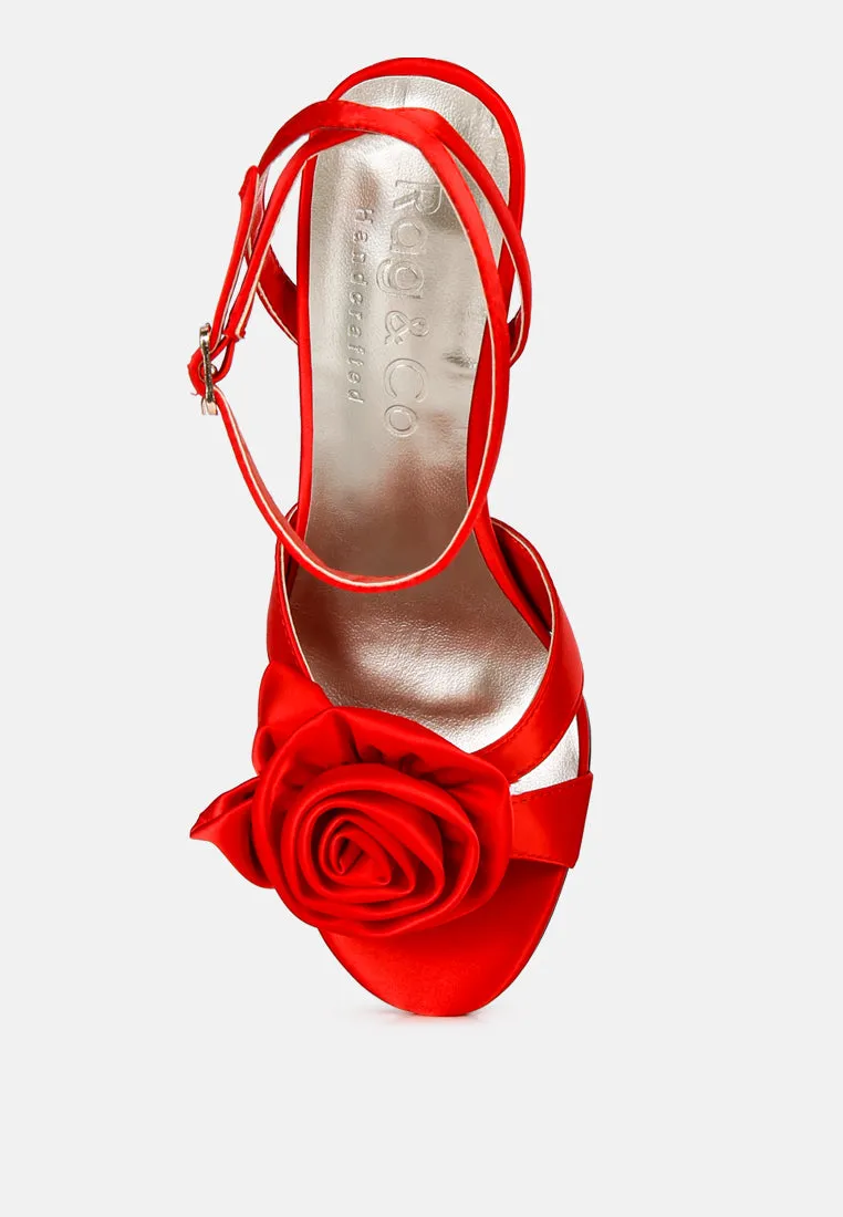 CHAUMET Red Rose Bow Embellished Sandals