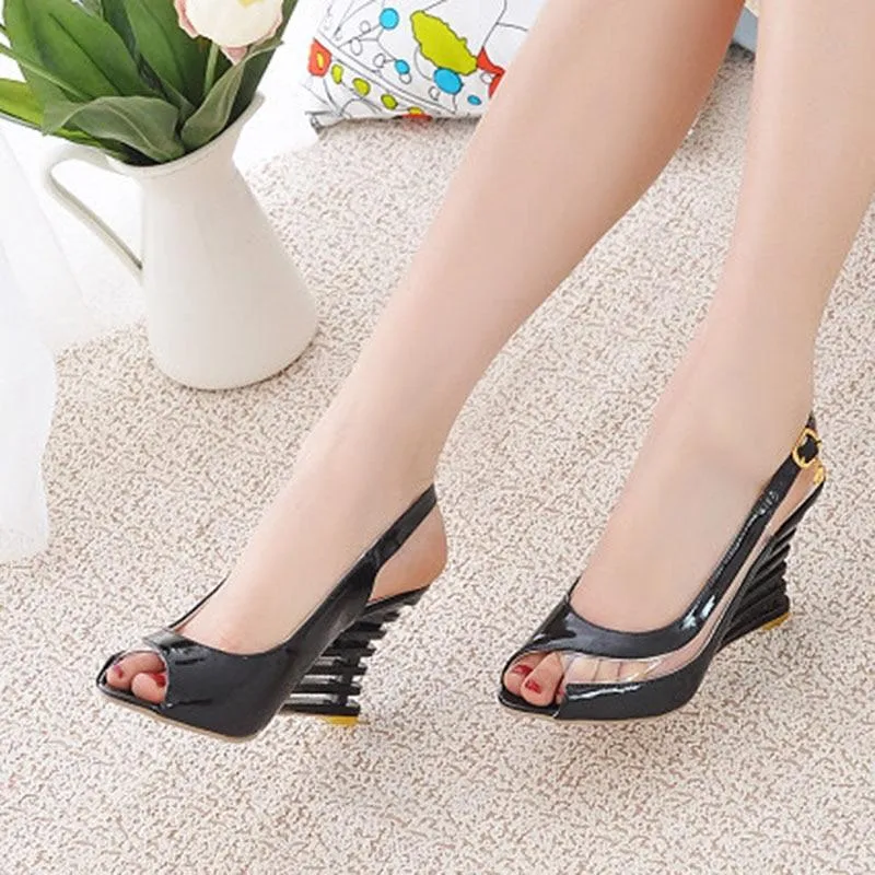 Chic Open Toe High Heel Unique Wedge Sandals