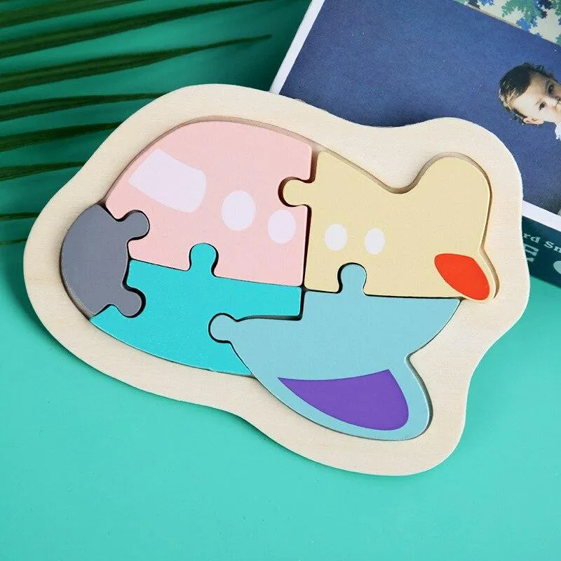 Children Puzzles Wooden Macaron Colorful Animal Puzzle Toys Toddler Creative Puzzle Early Educational Toys For Kids Gifts Toys