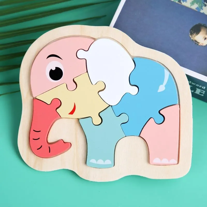 Children Puzzles Wooden Macaron Colorful Animal Puzzle Toys Toddler Creative Puzzle Early Educational Toys For Kids Gifts Toys