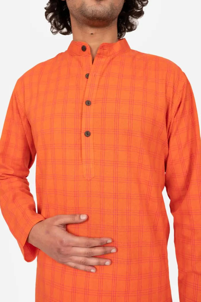 Coral Checks Long Kurta