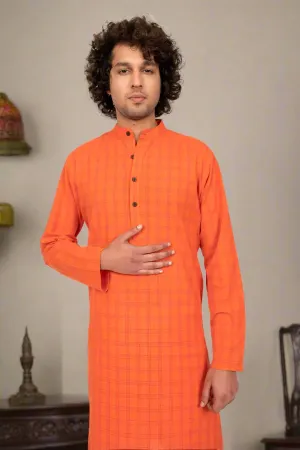 Coral Checks Long Kurta