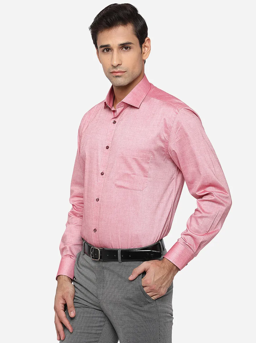 Coral Pink Solid Regular Fit Formal Shirt | Greenfibre