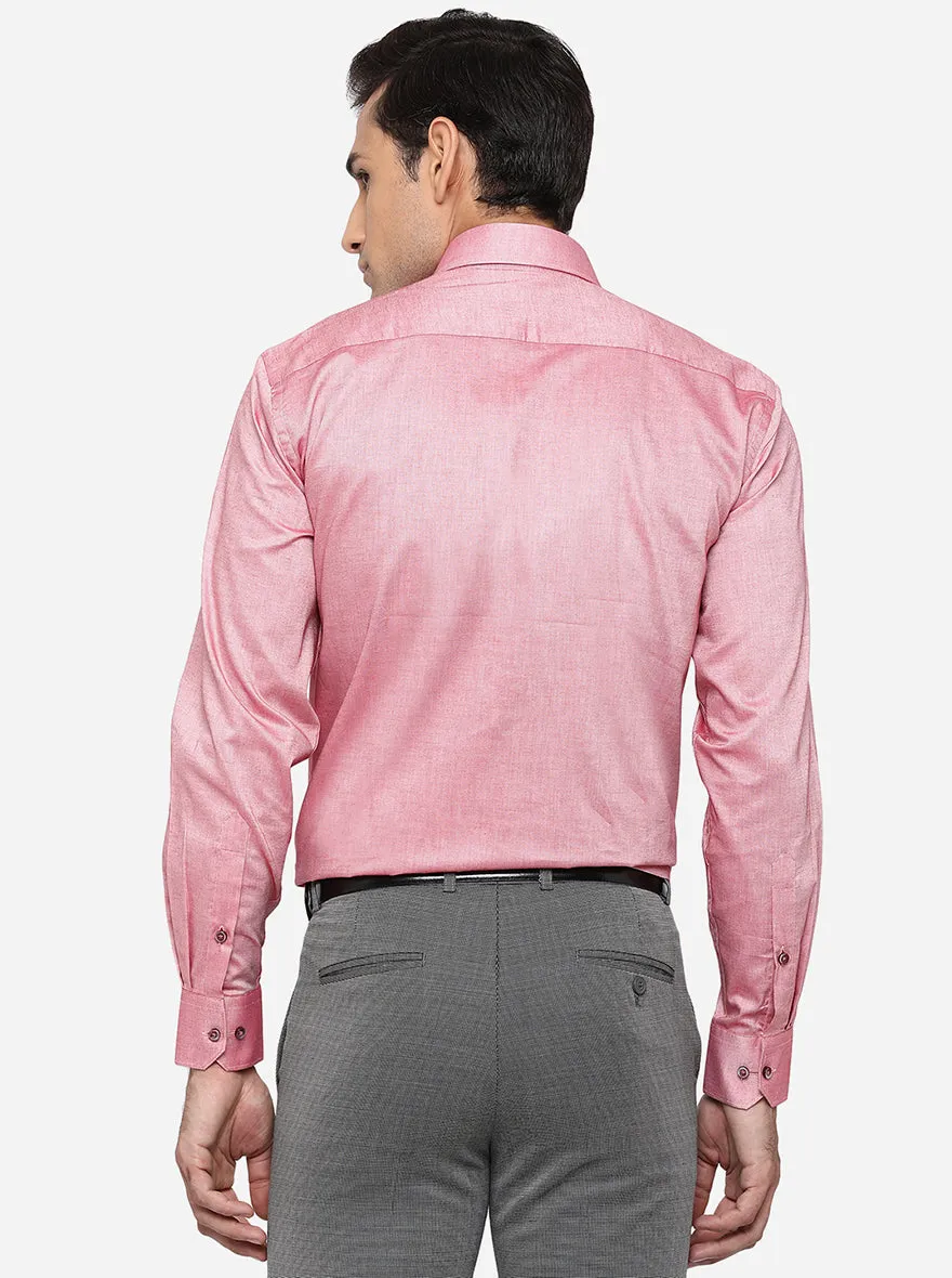 Coral Pink Solid Regular Fit Formal Shirt | Greenfibre