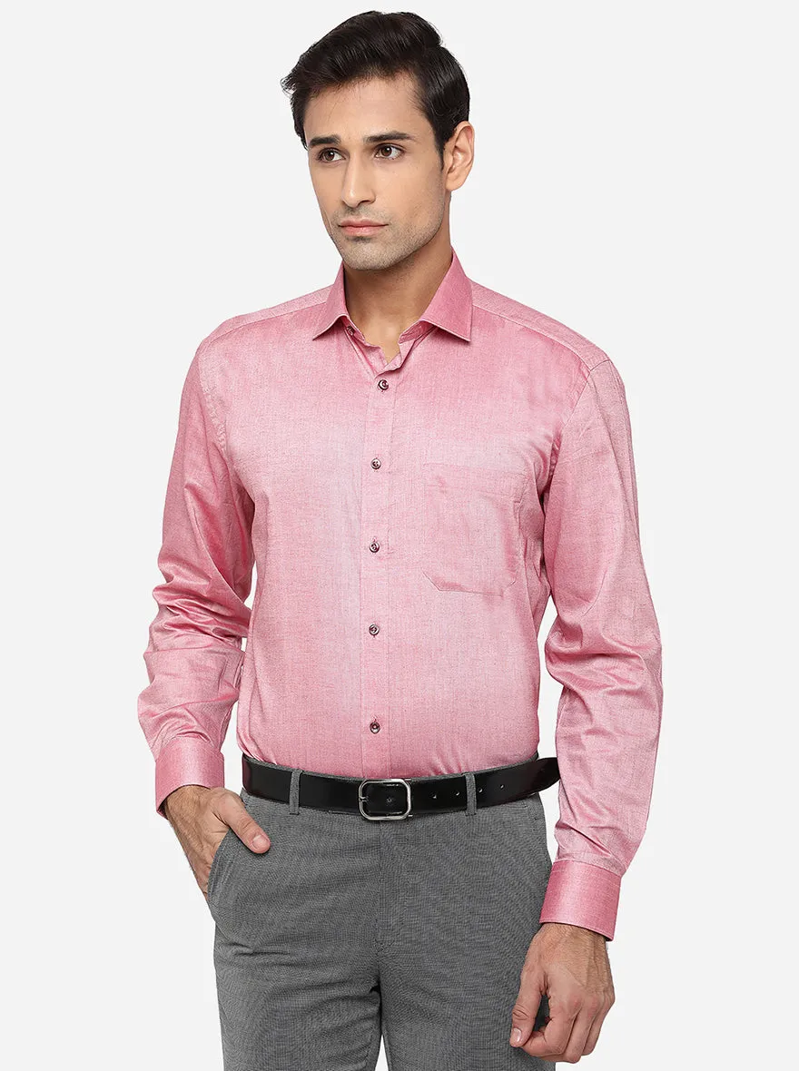 Coral Pink Solid Regular Fit Formal Shirt | Greenfibre