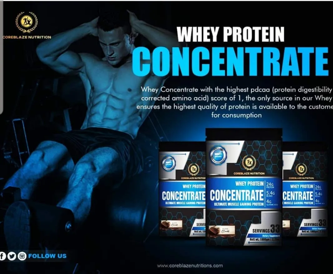 Coreblaze Nutrition Best Effective Whey Protein Concentrate 80%,24g Protein,5.5g BCAA.4g Glutamine (5 KG CONCENTRATE)