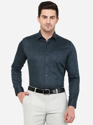 Dark Grey Printed Slim Fit Formal Shirt | Greenfibre