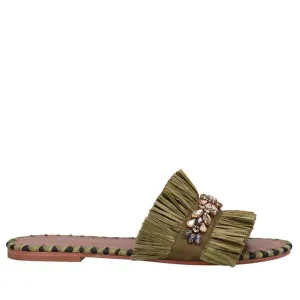 DE SIENA SEMIRA BEADS MILITARY GREEN FLATS