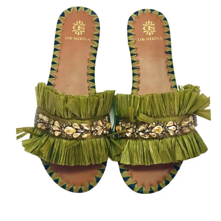 DE SIENA SEMIRA BEADS MILITARY GREEN FLATS