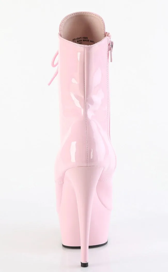 DELIGHT-1020 Baby Pink Patent Ankle Boots