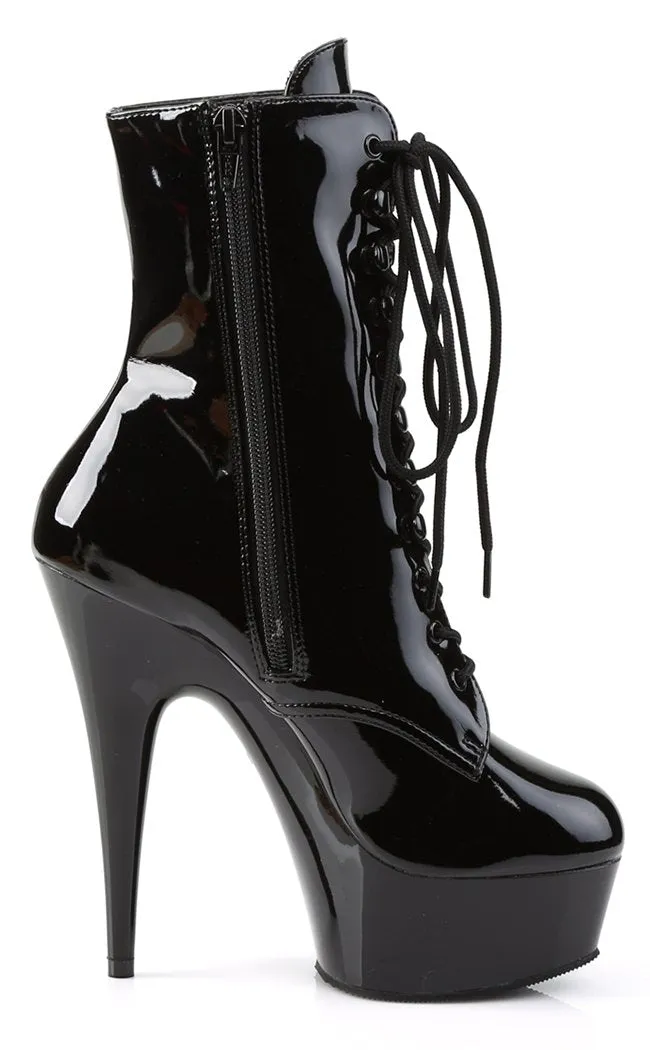 DELIGHT-1020 Black Patent Ankle Boots